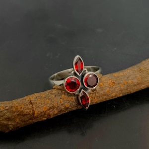 925 Sterling Silver, Multi Garnet Ring, Statement Ring, Garnet Ring Silver, Garnet Jewelry, Women Rings, Garnet Ring, Handmade Ring Jewelry