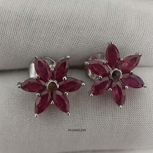 Äkta rubinörhänge, 925 sterlingsilver, jubileumspresent