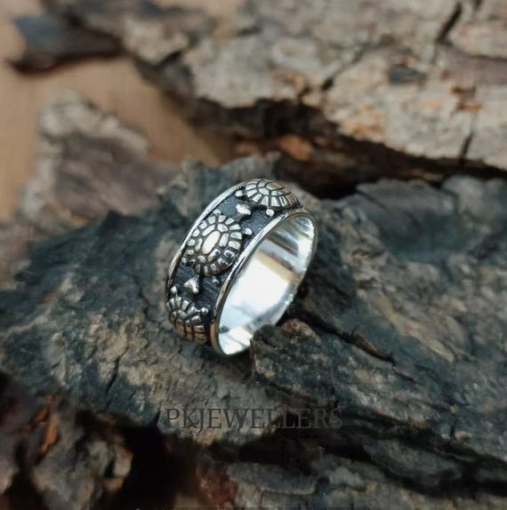 Silver Turtle Rings for Man Silver Turtle Ring Men Signet