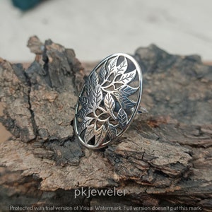 Blätter Silber Ring 925 Sterling Silber Von der Natur inspirierter Schmuck Elegantes Blatt Design Ring für Naturliebhaber Einzigartiger Geschenkschmuck für die Frau