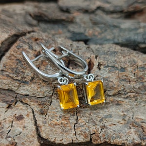 Citrine Earrings, Citrine Lever back Earrings, November Birthstone, Citrine Earrings, 925 Sterling Silver, Engagement Gift For Her Jewelry
