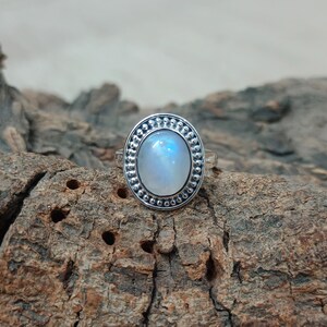 Echte maansteenring, maansteen zilveren ring, maansteenring, maansteenring, bohoring, regenboog maansteenring, cadeau voor haar