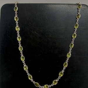 Natural Green Peridot 925 Sterling Silver Gemstone Necklace ~ August Month Birthstone ~ Designer Necklace Jewelry ~ Gift For Her Jewelry