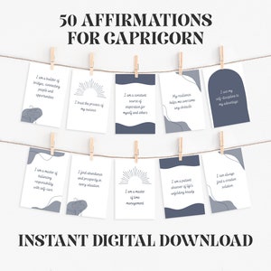 50 Capricorn Affirmation Cards - Sun, Moon or Rising | Printable Zodiac Affirmations | Capricorn Season Affirmation | INSTANT DOWNLOAD