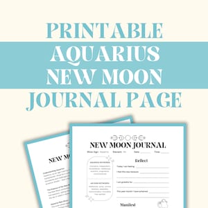 New Moon Worksheet - Aquarius | New Moon Manifestation Ritual | New Moon Journal Worksheet | New Moon Journal Page | Aquarius Moon Ritual