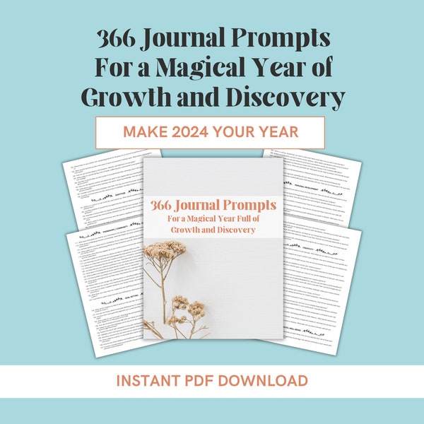 366 Journal Prompts for Growth and Self Discovery 2024 | 365 Day Journal Prompts | Personal Growth Journal PDF | Daily Question Journal