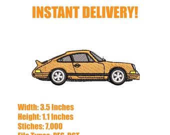 Machine Embroidery File 911 Classic Car Embroidery Design PES and DST Formats