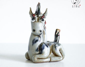 Escultura de caballo de cerámica hecha a mano estatuilla decorativa de animales modernos regalos de estilo asiático