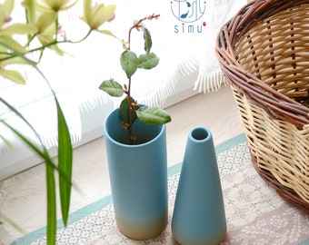 Florero de cerámica estilo japonés decorativo moderno para una flor solitaria