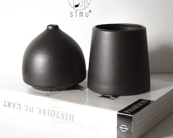 Florero de cerámica vintage estilo japonés decorativo moderno para una flor solitaria