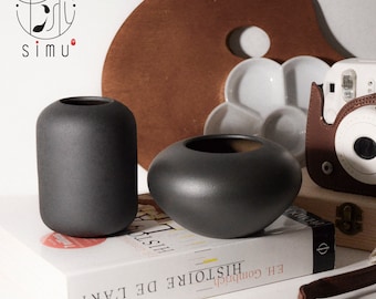 Florero de cerámica vintage estilo japonés decorativo moderno para una flor solitaria