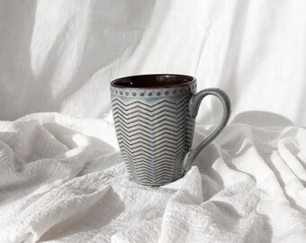 Taza vintage Taza de café 330 ml en cerámica artesanal Taza de té grande con asa