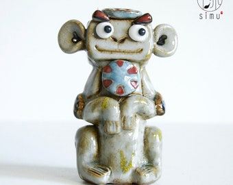 Escultura de mono de cerámica hecha a mano estatuilla decorativa de animales modernos regalos de estilo asiático