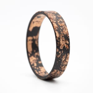 4 mm Klassischer Karbonfaser Ring mit 22k Roségold - Schwarzer Minimalist Band