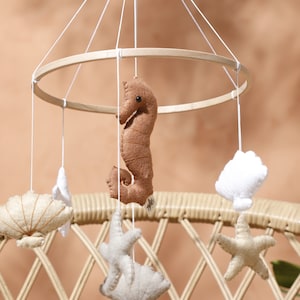 Mobile de bébé en fibre de verre pour chambre d&#39;enfants, animaux marins, inspiré des plages de sable de la mer, mobile unique nautique pour chambre de bébé, décoration de chambre de bébé