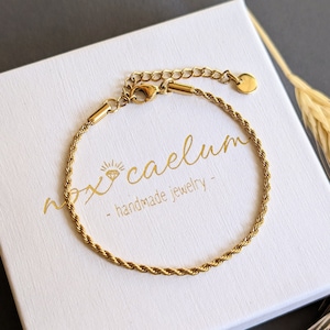 nox caelum | Gold Plated Stainless Steel Rope Bracelet, Rope Chain Bracelet, Minimalist Bracelet, Gift for Women