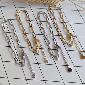 nox caelum | Gliederkettenarmband aus vergoldetem Edelstahl, Gliederketten Armband, Paperclip Gliederarmband, Geschenk für Sie