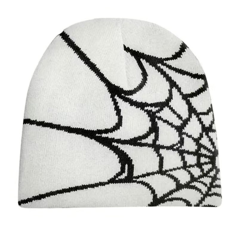 Y2k Spider Web Beanie Black and White Hat Gothic Style Street - Etsy UK