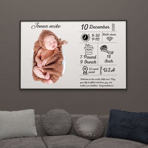 Baby birth print | New Baby Gift | Birth Detail | Birth Stats | Birth Announcement | Personalized Baby Frame | Newborn Poster | newborn gift