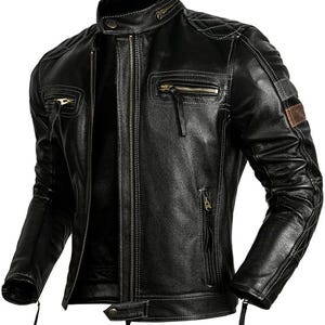Kurtka skórzana męska Vintage kurtka wyścigowa - Diamond Style Premium Motocyklowa kurtka ze skóry naturalnej ręcznie robiona pikowana vintage Prezent dla niego