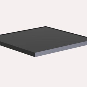 May include: A square, black, flat surface with a slightly raised edge.