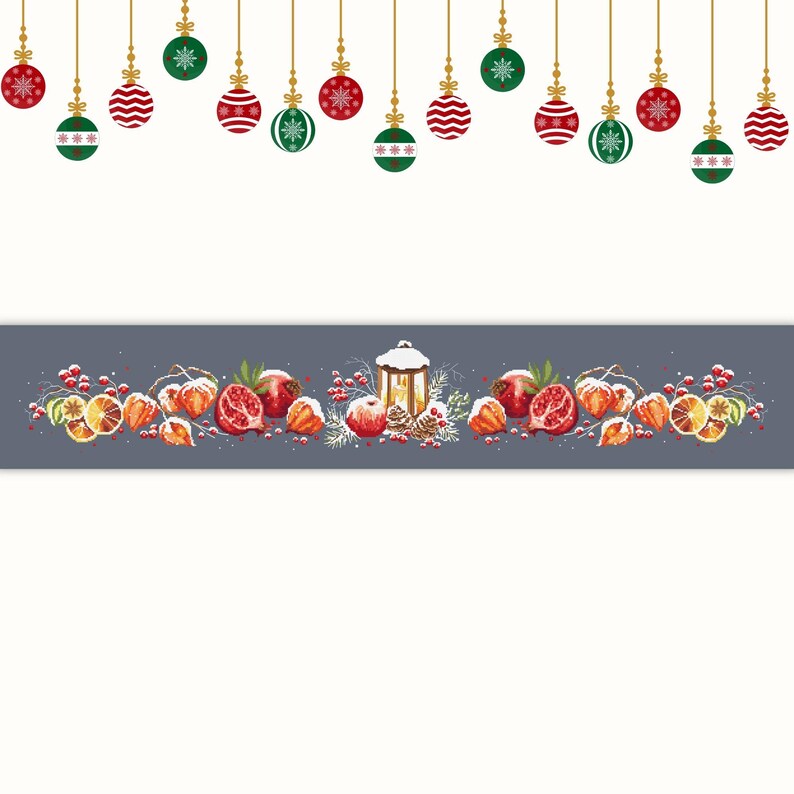 Kreuzstich Stickset, Kreuzstich Stickset, Tischläufer, Kreuzstich Stickmuster, Kreuzstich Stickmuster, Stickset für Weihnachten, Tischläufer Bild 5