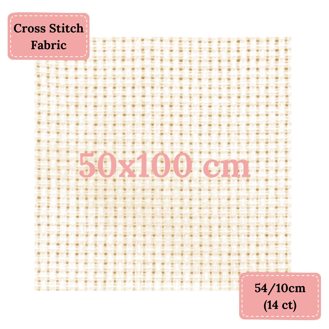 AIDA 54/10cm (14 Ct) Cross Stitch Fabric Sheet, 50x100 Cm Ecru, High ...