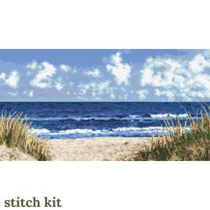 Counted Cross Stitch Kit - DIY Home decor - CORICAMO - Embroidery Kit - craft kit - Modern cross stitch kit - Sea beach - Landscape