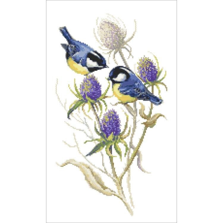 DIY craft kit, cross stitch set, counted kit, CORICAMO, Cross stitch kit - Tits and thistles