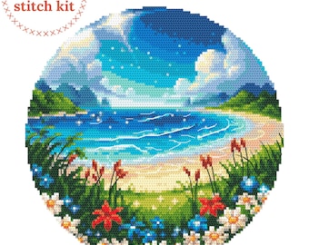 Counted Cross Stitch Kit - DIY Home decor - CORICAMO - Embroidery Kit - craft kit - Modern cross stitch kit -  Picturesque sea - Landscape