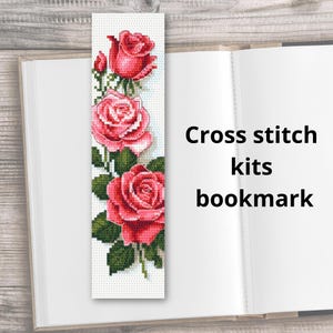 Kit de point de croix, kit de bricolage, ensemble de point de croix, kit de broderie, Coricamo, kit compté, marque-page avec roses, kit de point de croix estampé
