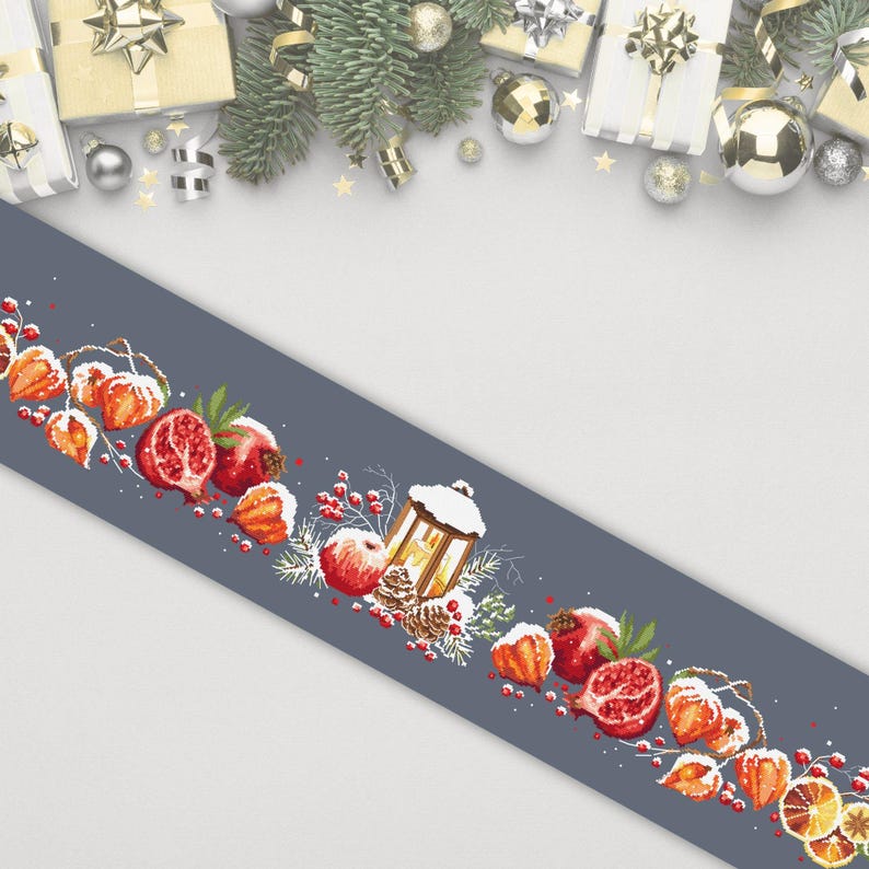 Kreuzstich Stickset, Kreuzstich Stickset, Tischläufer, Kreuzstich Stickmuster, Kreuzstich Stickmuster, Stickset für Weihnachten, Tischläufer Bild 6