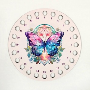Floss organizer - Colorful butterfly, Wooden Floss Organizer for 24 Colors, Thread Holder for Cross Stitch, Embroidery Organizer, CORICAMO