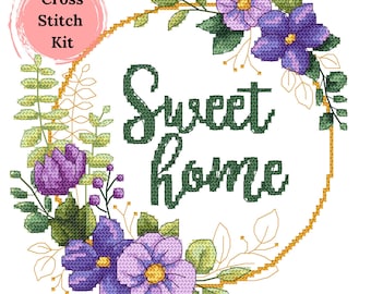 Zestaw do haftu krzyżykowego Sweet Home, zestaw do haftu liczonego z kwiatowym wzorem, dekoracja do domu, rękodzieło DIY, Coricamo