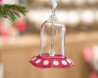 12 Glass Bell Ornaments Wind Chime Clear Bells 2 Inch Blown