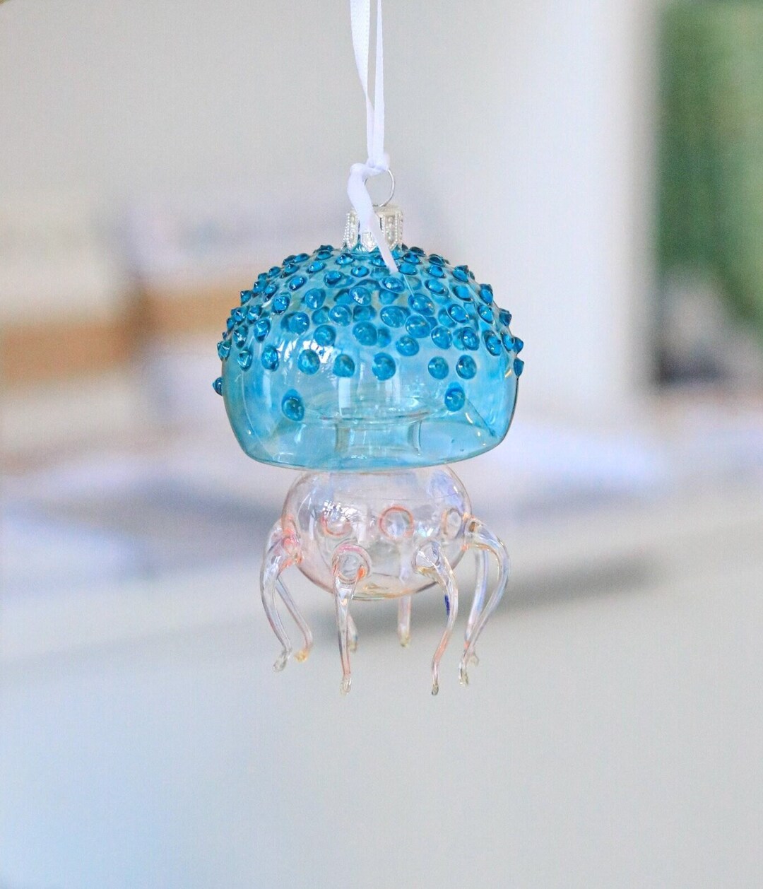 Sea Jellyfish Glass Ornament | Blown Glass Figure Ornament | Handmade ...