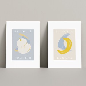 4 Poster, Fruit Print, Digital Wall Art with Fruits and Vegetables in Warm Tones