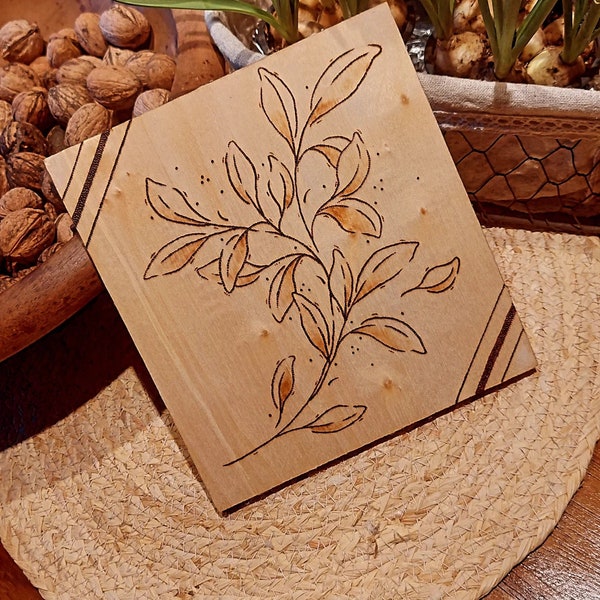 Handmade pyrogravure plant