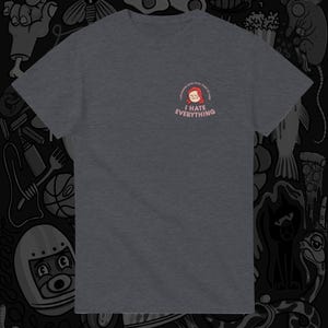 Camiseta ODIO TODO negro, gris oscuro, azul marino | Tranquilidad total de espíritu | Impresión frontal