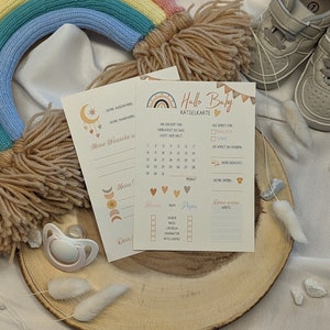 Boho Babyshower Babyparty Rätselkarten | DIN A6 | Gender Reveal Party | Tippkarten | Ratespiel | Ratekarten | Rätselkarten