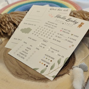 Vintage Babyshower Babyparty Rätselkarten | Babyparty Spiele | DIN A6 | Gender Reveal Party | Tippkarten | Ratespiel Ratekarten Rätselkarten