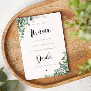 Danke Mama - Geschenk Mama - Dankeschön Karte - Liebevolle Mama  - Kraftpapier Umschlag - Mutter | Postkarte DIN A6