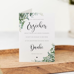 Danke Erzieher/Erzieherin - Geschenk Erzieherin - Geschenkidee - Kindergarten  - Kraftpapier Umschlag - Abschied | Karte DIN A6