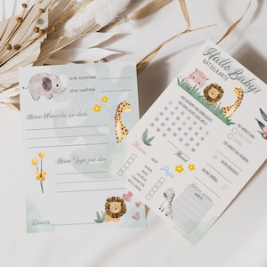 Safari Babyshower Babyparty Rätselkarten Baby Shower | DIN A6 | Gender Reveal Party | Tippkarten | Ratespiel | Ratekarten | Rätselkarten