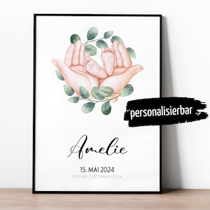 Personalisiertes Geburtsposter Baby Geburtsdaten | DIN A3 A4 A5 | Wandposter | Kinderzimmer | Babygeschenke personalisiert | Geschenkidee