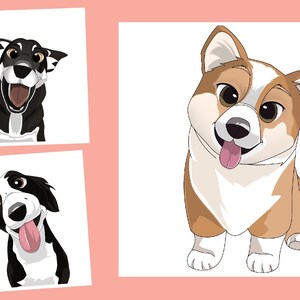 Portrait d'animal de compagnie de dessin animé personnalisé à partir de la photo, portrait d'art mural de chat personnalisé, style de dessin animé pour animaux de compagnie, animal de compagnie Disney, idée de cadeau mignonne d'anniversaire de maman de chien