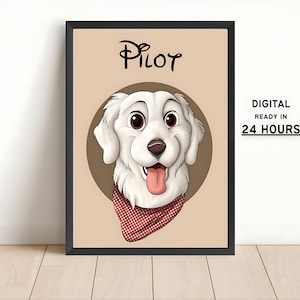 Custom Cartoon Pet Portrait | Cat & Dog Portrait From Photo | Pet Cartoon Style | Custom Cat Gift | Digital Illustration Art Prints
