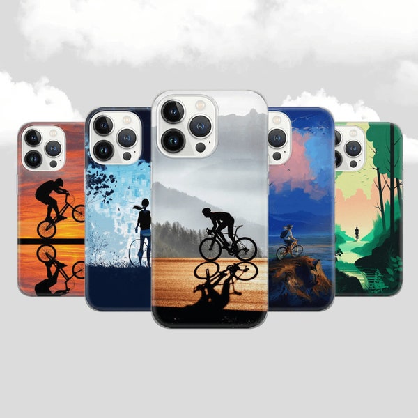 Cyclist Phone Case Bicycle Cover for iPhone 14 13 12 Pro 11 XR for Samsung S23 S22 A73 A53 A13 Pixel 7 6A