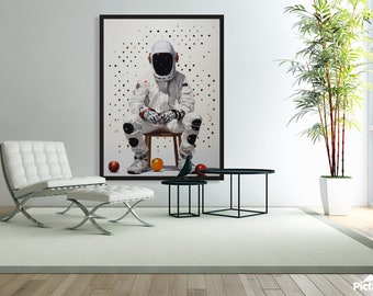 Stampa su tela Astronauta con mele: Pop Art Arte digitale AI