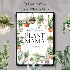 Plant Themed Digital Planner Stickers,Sticker Book, Goodnotes Stickers, Plant Stickers, Goodnotes Planner, Ipad Stickers, Png Stickers